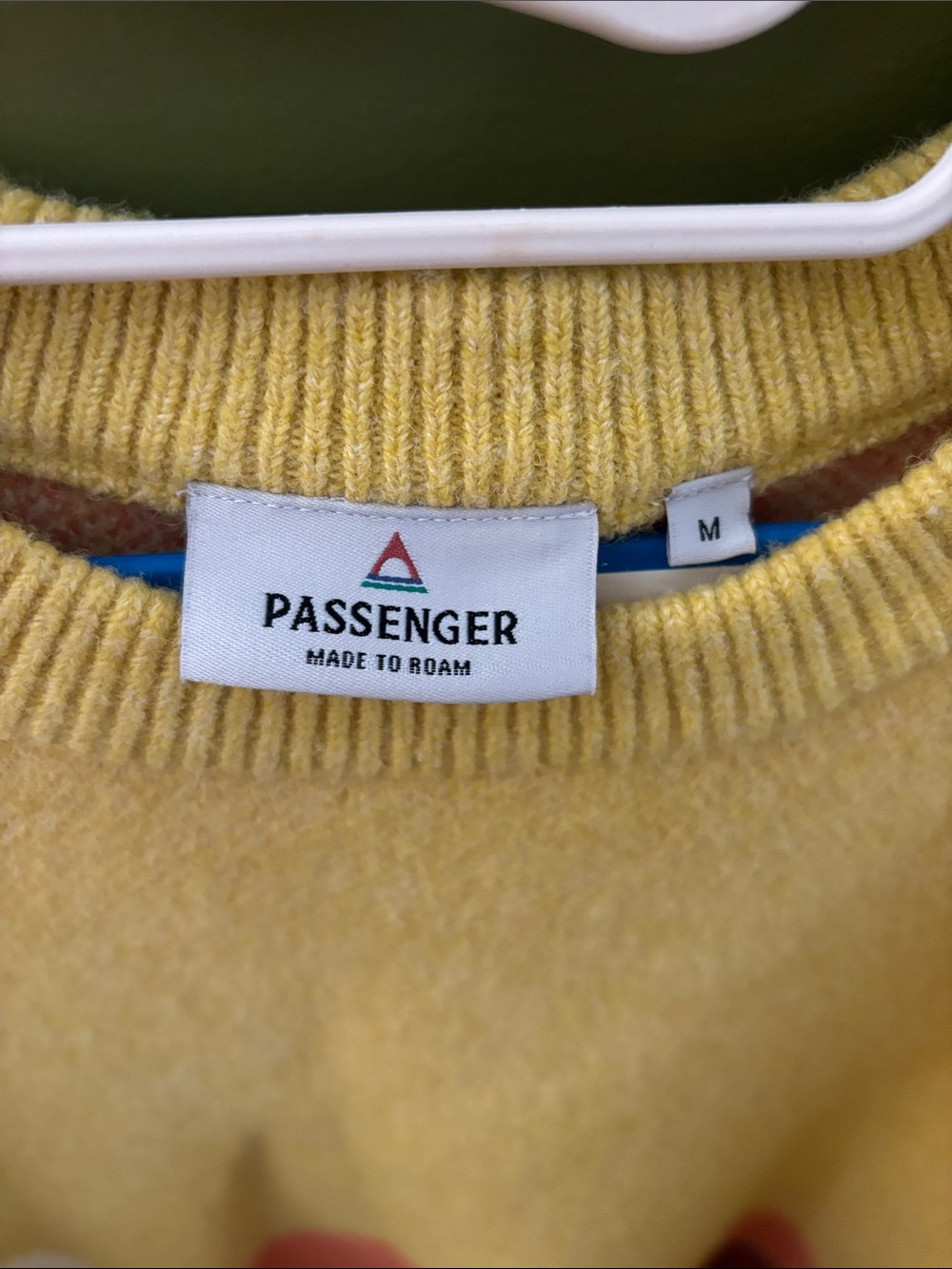 Women’s Oversized Mustard Mountain Horizon -Pattern Crewneck Wool Sweater - Picture 4 of 4